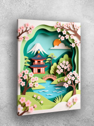 Holstga bosilgan poster &quot;Fudzi etagidagi bahor&quot;