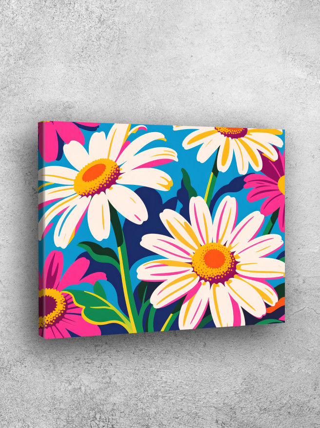 Holstga bosilgan poster &amp;quot;Pop-art uslubidagi romashkalar&amp;quot;