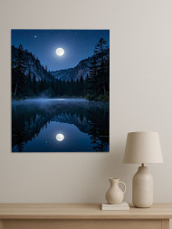 Постер на холсте &amp;quot;Лунное отражение в горном озере&amp;quot;