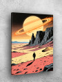 Holstga bosilgan poster &amp;quot;Saturn halqalari ostidagi sayyoh&amp;quot;