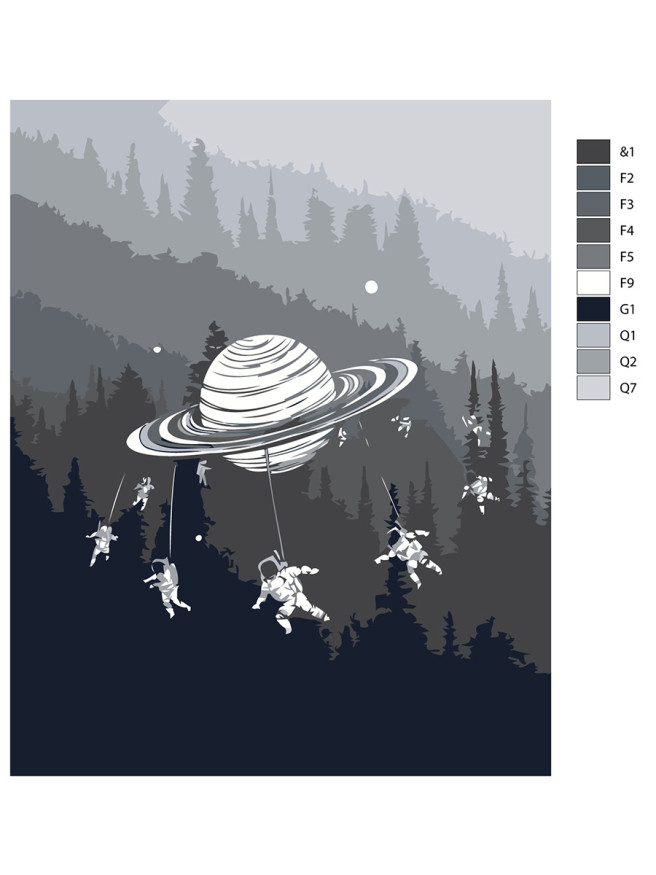 Raqamlar bo&amp;#039;yicha rasm &amp;quot;O&amp;#039;rmonda kosmonavtlar&amp;quot;
