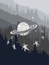 Картина по номерам &amp;quot;Космонавты в лесу&amp;quot;