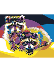 Картина по номерам &amp;quot;Два енота&amp;quot;