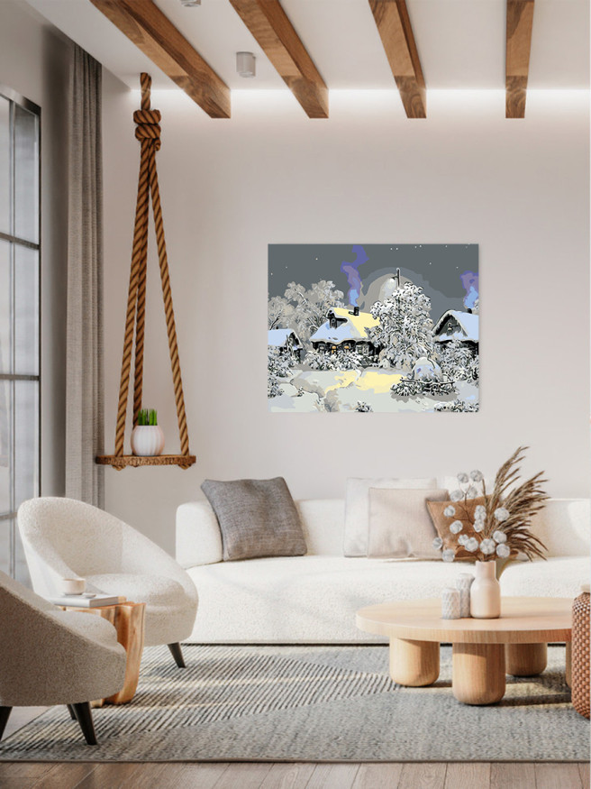 Raqamlar bo&amp;#039;yicha rasm &amp;quot;Qorda uylar&amp;quot;