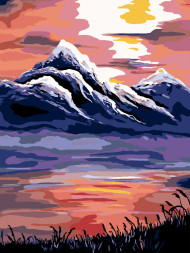 Raqamlar bo&#039;yicha rasm &quot;Tog&#039;lardagi quyosh botishi&quot;