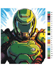 Raqamlar bo&#039;yicha rasm &quot;Yashil dubulg&#039;adagi jangchi&quot;