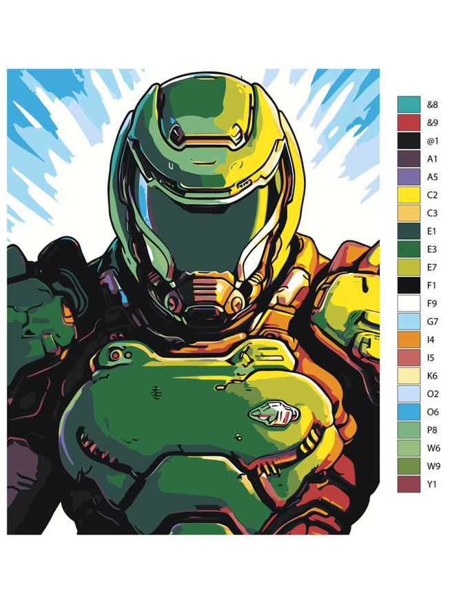 Raqamlar bo&amp;#039;yicha rasm &amp;quot;Yashil dubulg&amp;#039;adagi jangchi&amp;quot;