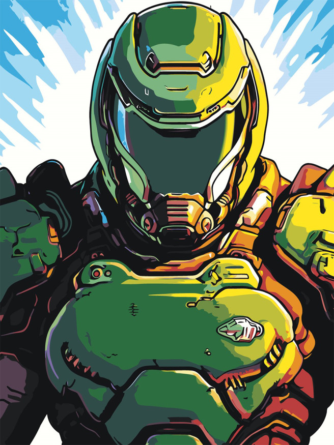 Raqamlar bo&amp;#039;yicha rasm &amp;quot;Yashil dubulg&amp;#039;adagi jangchi&amp;quot;