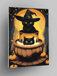 Raqamlar bo'yicha rasm "Mushukchalari va qovoqlar"