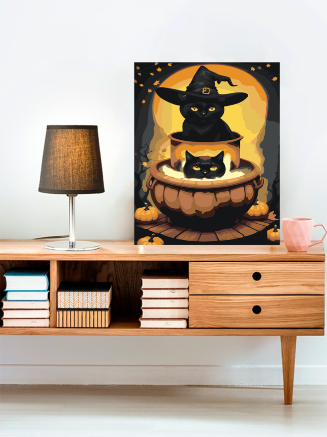 Raqamlar bo&amp;#039;yicha rasm &amp;quot;Mushukchalari va qovoqlar&amp;quot;