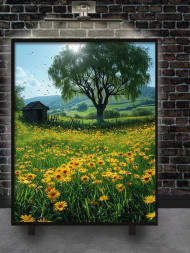 Holstga bosilgan poster &quot;Yozgi dashtda romashkalar&quot;