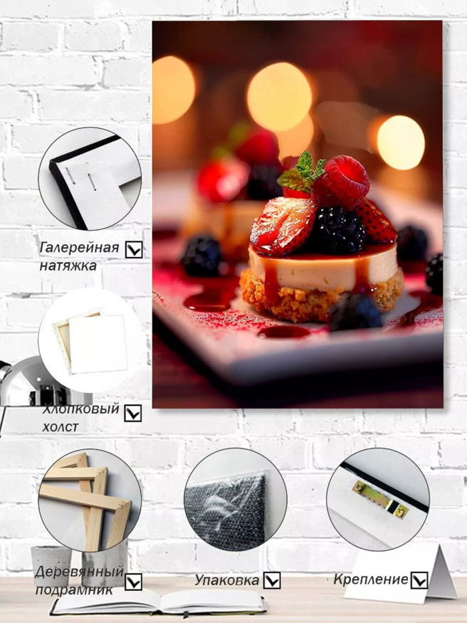 Постер на холсте &amp;quot;Ягодный десерт с карамелью&amp;quot;