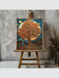 Holstga bosilgan poster &quot;To‘lin oy ostidagi gullagan daraxt&quot;