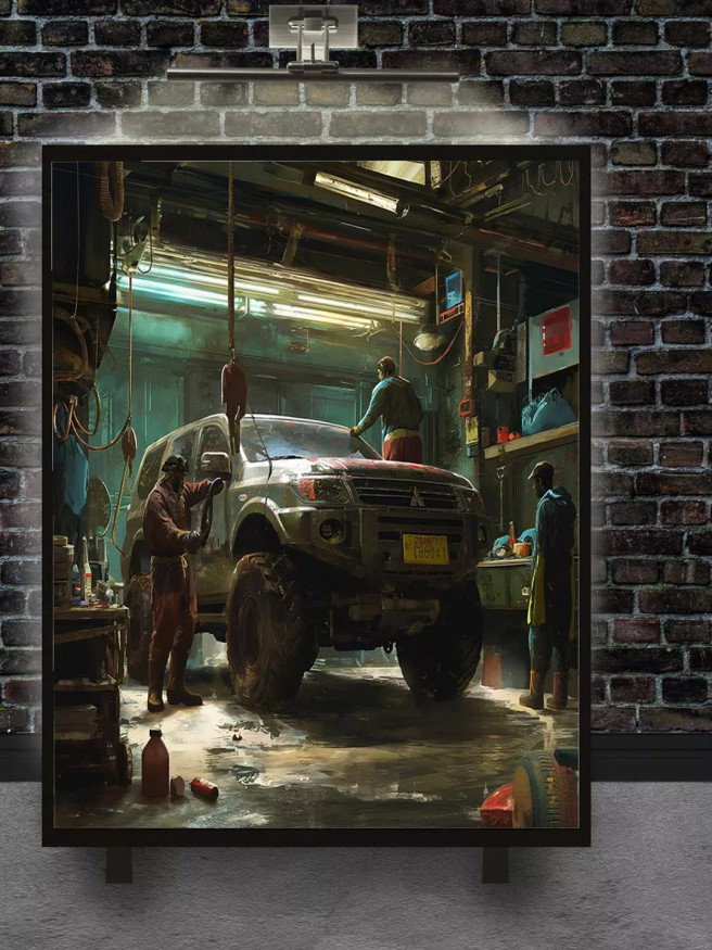 Постер на холсте &amp;quot;Автомастерская ночью&amp;quot;