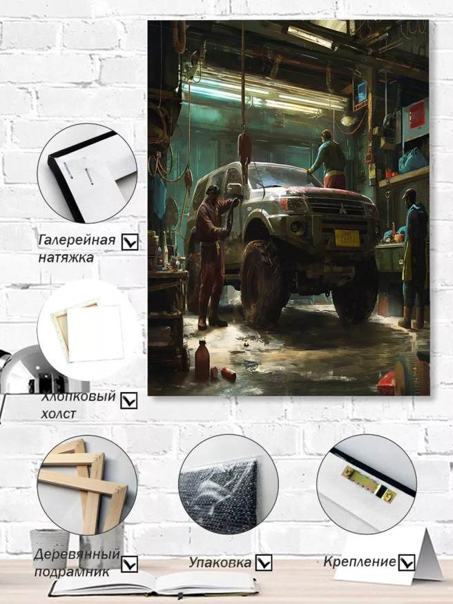 Постер на холсте &amp;quot;Автомастерская ночью&amp;quot;