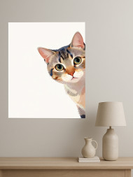 Holstga bosilgan poster "Qarayotgan mushuk"