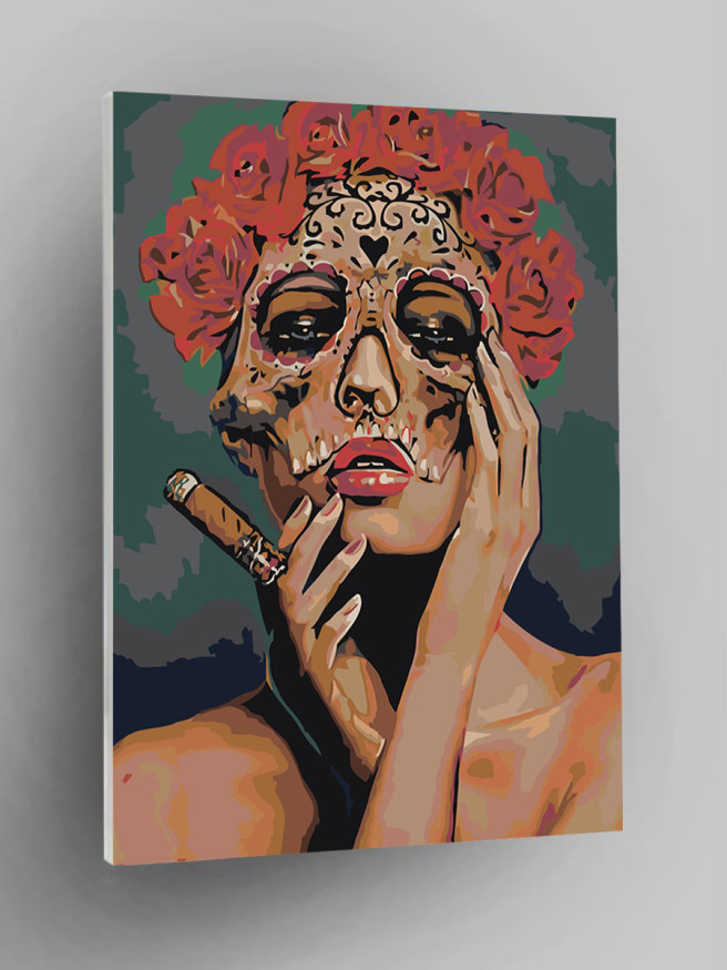 Картина по номерам &amp;quot;Девушка в маске с сигарой&amp;quot;