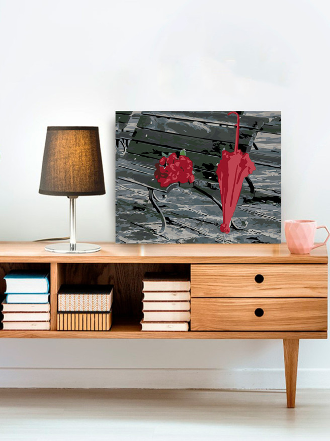 Raqamlar bo&amp;#039;yicha rasm &amp;quot;Soyabon bilan atirgul guldastasi&amp;quot;