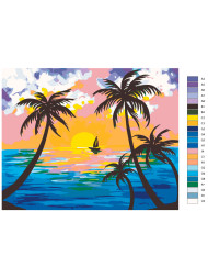 Raqamlar bo&#039;yicha rasm &quot;Plajdagi quyosh botishi&quot;