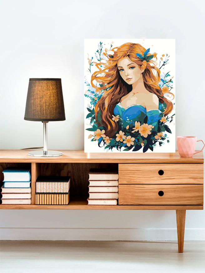 Картина по номерам &amp;quot;Девушка с цветами&amp;quot;