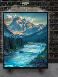 Постер на холсте &amp;quot;Река у подножия гор&amp;quot;