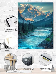 Постер на холсте &amp;quot;Река у подножия гор&amp;quot;