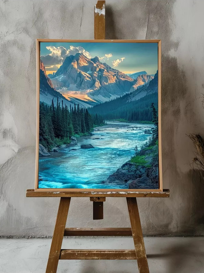 Постер на холсте &amp;quot;Река у подножия гор&amp;quot;