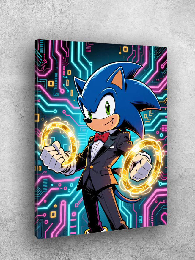 Holstga bosilgan poster &amp;quot;Sonic oltin halqalar bilan&amp;quot;