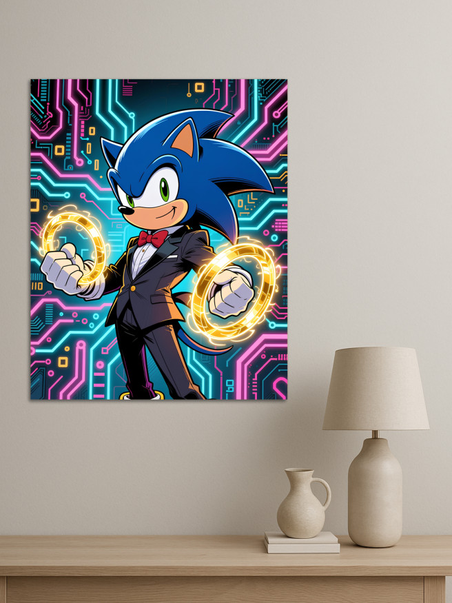 Holstga bosilgan poster &amp;quot;Sonic oltin halqalar bilan&amp;quot;