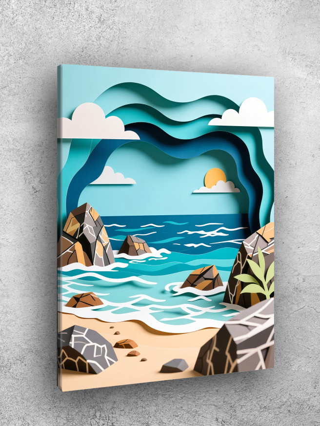 Holstga bosilgan poster &amp;quot;Toshli dengiz sohil&amp;quot;