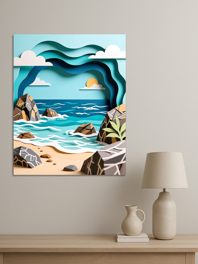 Holstga bosilgan poster &amp;quot;Toshli dengiz sohil&amp;quot;