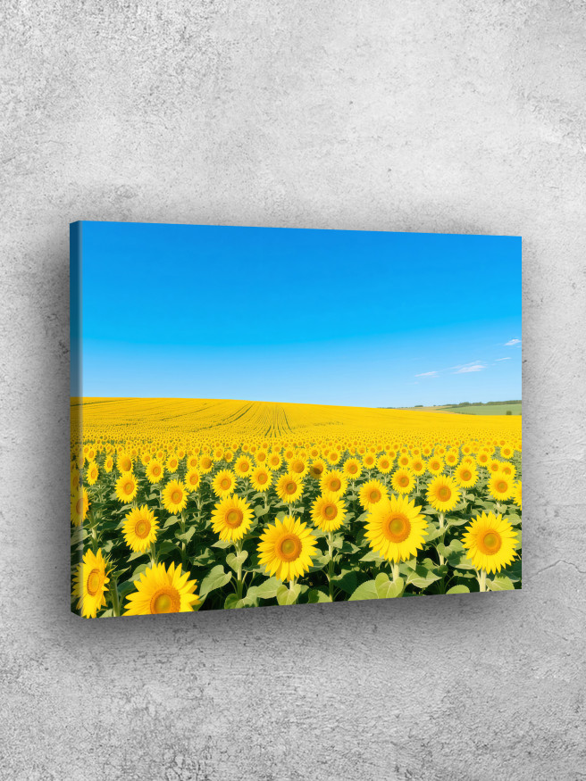 Holstga bosilgan poster &amp;quot;Yorqin osmon ostidagi kungaboqar dalasi&amp;quot;