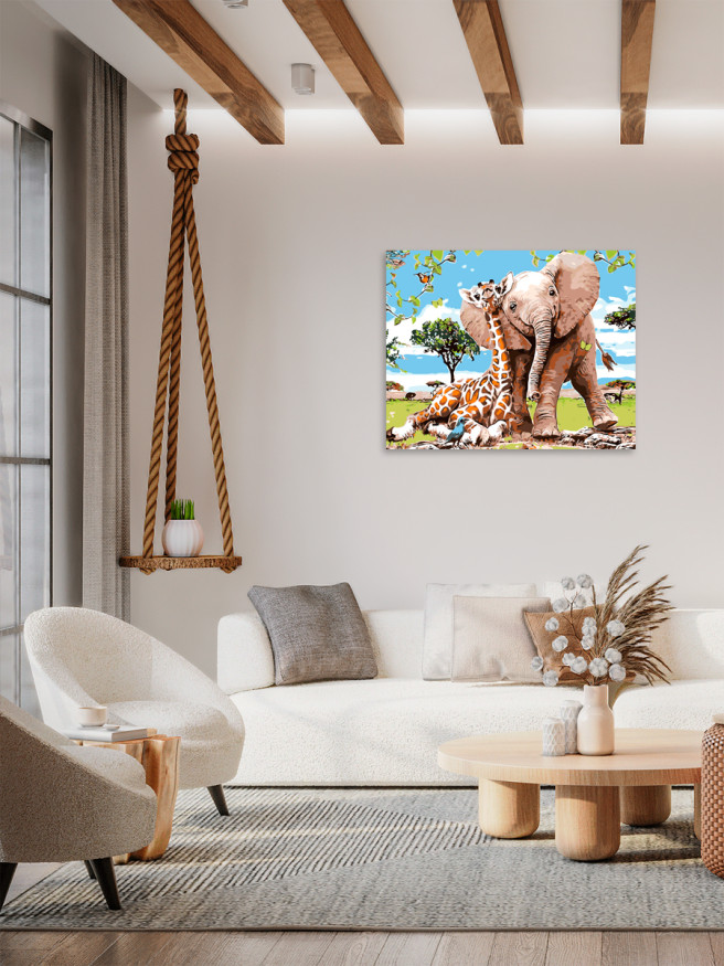 Raqamlar bo&amp;#039;yicha rasm &amp;quot;Fil va jirafa&amp;quot;