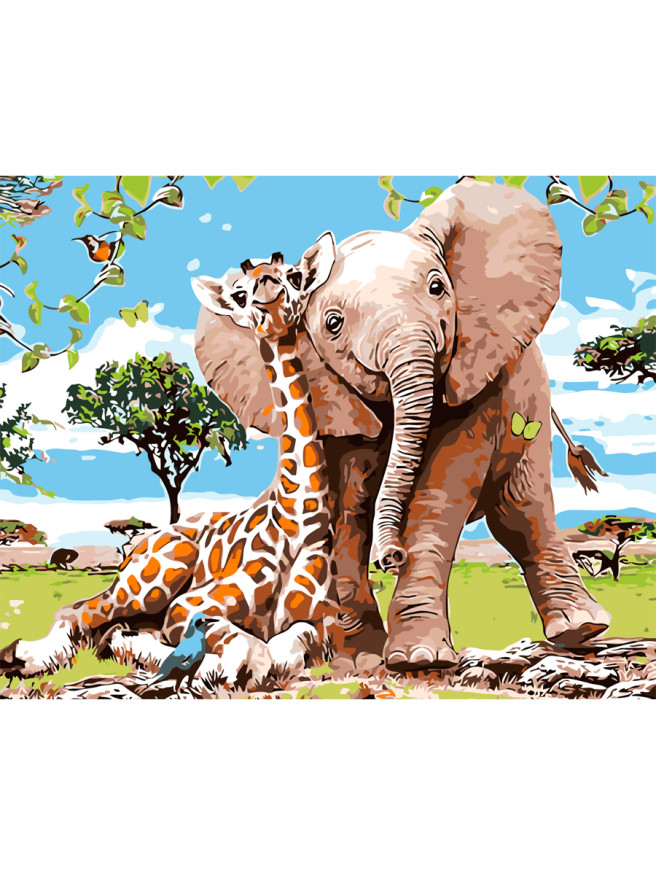 Raqamlar bo&amp;#039;yicha rasm &amp;quot;Fil va jirafa&amp;quot;