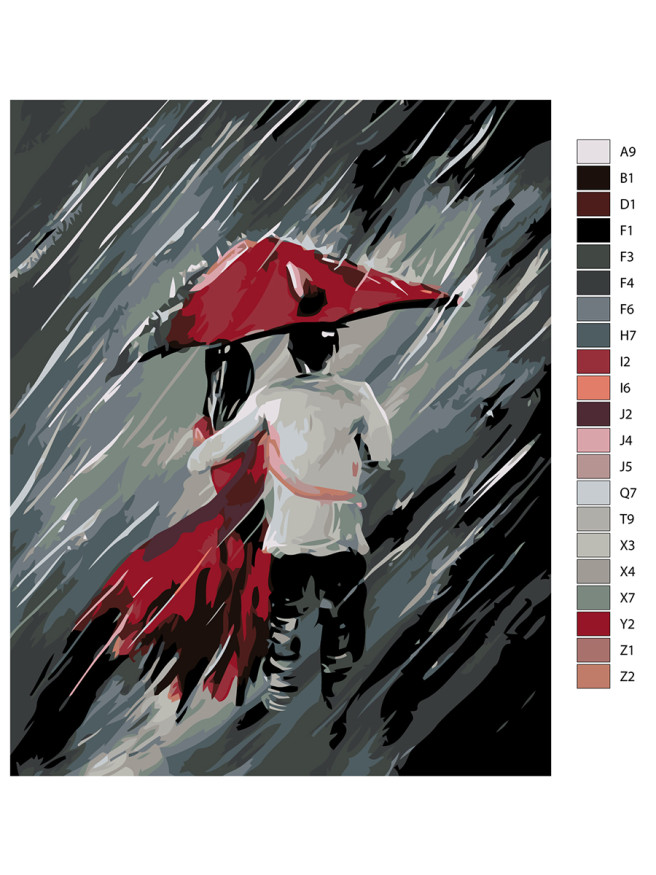 Raqamlar bo&amp;#039;yicha rasm &amp;quot;Soyabon ostidagi er-xotin&amp;quot;