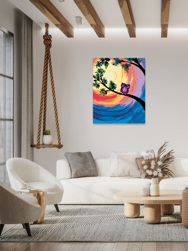 Картина по номерам &amp;quot;Сова на ветке&amp;quot;