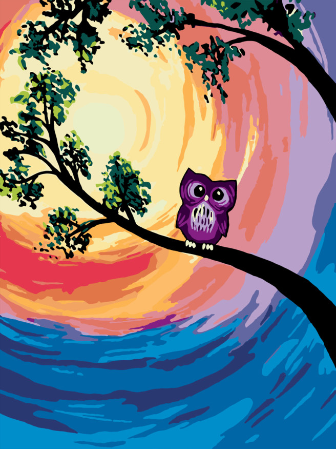 Картина по номерам &amp;quot;Сова на ветке&amp;quot;