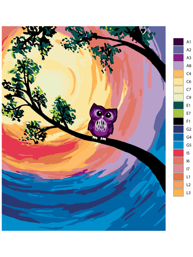 Картина по номерам &amp;quot;Сова на ветке&amp;quot;