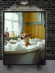 Постер на холсте &amp;quot;Пёс в облаке пены&amp;quot;