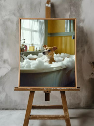 Постер на холсте &amp;quot;Пёс в облаке пены&amp;quot;