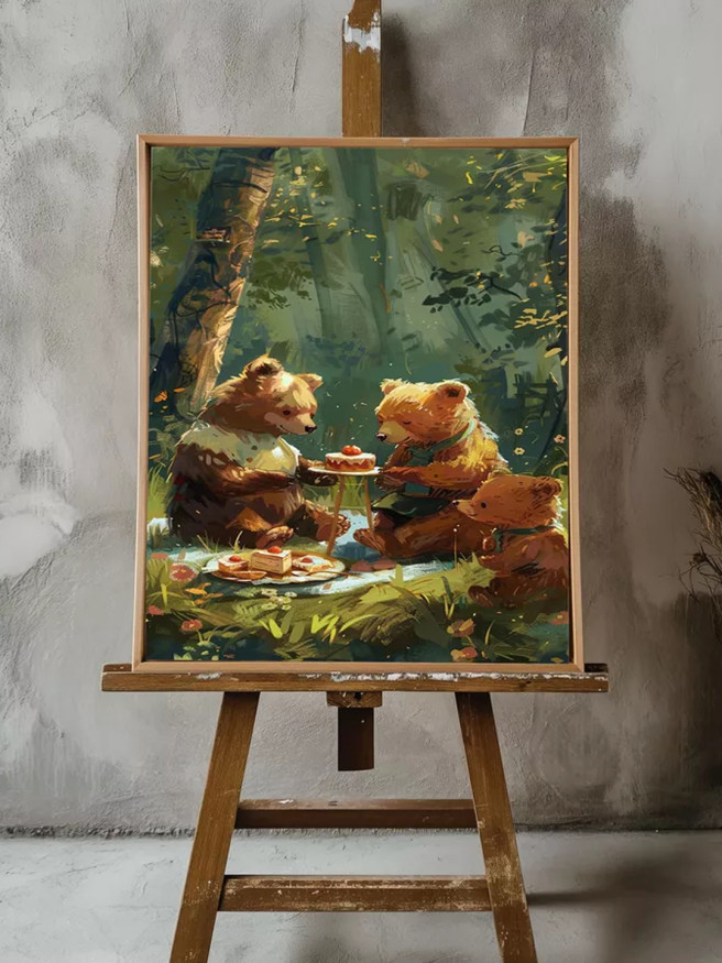 Holstga bosilgan poster &amp;quot;O‘rmonda ayiqcha piknigi&amp;quot;