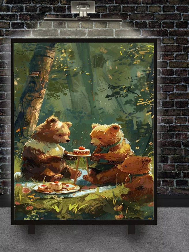 Holstga bosilgan poster &amp;quot;O‘rmonda ayiqcha piknigi&amp;quot;