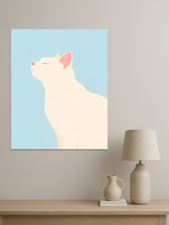 Holstga bosilgan poster "Profilidagi oq mushuk"