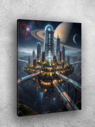 Постер на холсте &amp;quot;Футуристический город на платформе&amp;quot; 