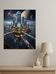 Постер на холсте &amp;quot;Футуристический город на платформе&amp;quot; 