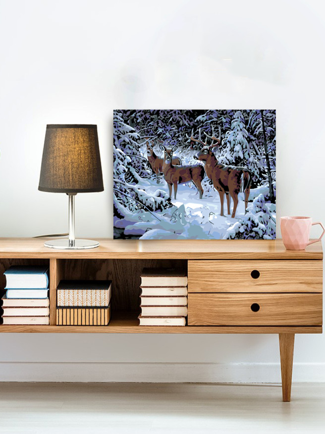 Raqamlar bo&amp;#039;yicha rasm &amp;quot;Qishki o&amp;#039;rmondagi kiyiklar&amp;quot;