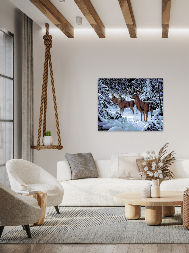 Raqamlar bo&amp;#039;yicha rasm &amp;quot;Qishki o&amp;#039;rmondagi kiyiklar&amp;quot;