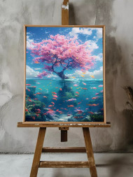 Holstga bosilgan poster &quot;Sakura va suv osti dunyosi&quot;