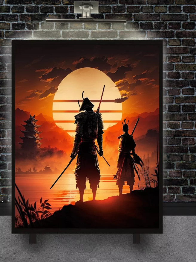 Постер на холсте &amp;quot;Самураи на закате&amp;quot;