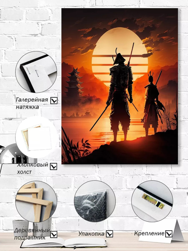 Постер на холсте &amp;quot;Самураи на закате&amp;quot;